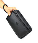 Erkek Siyah El Çantası Bileklik Kemerli Portföy Çanta El Çantası