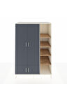 Kronos Dolap 6 Raflı 4 Kapaklı Tek Askılı 132x59x195 Aytaşı-Antrasit/Çam