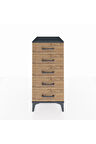 Kronos Komodin 5 Çekmeceli 44x59x96 Antrasit-Çam