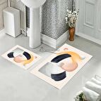 Geometrik Desen Banyo Paspası, Renkli Paspas Takımı, Kaymaz Taban Banyo Paspası, Klozet Takımı, Yıkanabilir Klozet Takımı, Dekoratif Banyo Paspası,