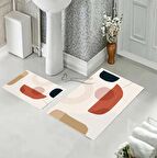 Geometrik Desen Banyo Paspası, Renkli Paspas Takımı, Kaymaz Taban Banyo Paspası, Klozet Takımı, Yıkanabilir Klozet Takımı, Dekoratif Banyo Paspası,
