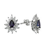 0.14 Karat Safir Taşlı Pırlanta Fantezi Küpe
