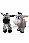 Oyuncak Ikili 28 Cm Sevimli Peluş Eşek Ve Peluş Zebra - Uyku Ve Oyun Arkadaşı Hediyelik