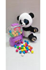 2 Si 1 Arada / Sevimli Panda 15 Cm Ve Mor Jackpot Sakız Makinesi