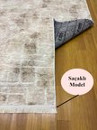 Aksu Saçaklı Stan Kaymaz Tabanlı Kesme Kabartmalı Salon Koridor Mutfak Yıkanabilir Hali bej