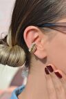Zirkon Taşlı İncili Sıkıştırmalı Earcuff Kıkırdak Küpesi