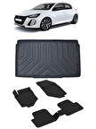 Sahler Peugeot 208 2022 ve Sonrası 4.5 D Paspas 3D Rizline 3D Bagaj Havuzu Set