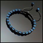 Doğal Taş Bİleklik, Mavi Hematit Küp, Ayarlanabilir  Bileklik, Erkek Bileklik, Kadın Bileklik