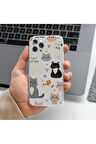 Samsung Galaxy A20 Uyumlu Sevimli Kedi Tasarımlı Premium Şeffaf Telefon Kılıfı