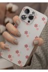 Samsung Galaxy A30 Uyumlu Mini Çiçek Tasarımlı Şeffaf Telefon Kılıfı Kapak Case