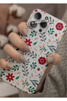 Samsung Galaxy M32 Uyumlu Çiçekler Tasarımlı Şeffaf Telefon Kılıfı Kapak Case