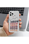 Samsung Galaxy S22 Uyumlu Kedi Meow Tasarımlı Premium Şeffaf Telefon Kılıfı