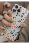 Samsung Galaxy S22 Uyumlu Renkli Yaprak Tasarımlı Şeffaf Telefon Kılıfı Kapak Case
