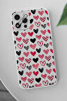 Samsung Galaxy S24 FE Uyumlu Kırmızı Siyah Kalp Tasarımlı Şeffaf Telefon Kılıfı