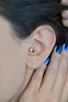 Tektaş Halka Tragus Piercing Helix Kıkırdak Küpesi Gümüş Renk