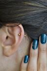 İki Ucu Top Çelik Piercing Kaş Helix Kıkırdak 8 mm Gold