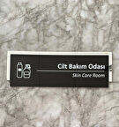 Silver Aynalı Parlak Siyah Seri Cilt Bakım Odası Kapı Isimliği Yönlendirme Levhası