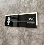 Silver Aynalı Parlak Siyah Seri WC Tuvalet Kapı Isimliği Yönlendirme Levhası