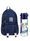 OPTİZON LACİVERT renk Tokalı OKUL ÇANTASI ve ASTRONOT SPACE SULUK 2'li KIRTASİYE SETİ, SU GEÇİRMEZ ÇANTA