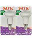 (2 Adet) Şavk 6W (37W) Beyaz Işık (6500K) E14 Duylu (İnce Duy) Led R50 Ampul