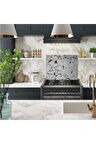 Dekoratif Cam Ocak Koruyucu Ve Kesim Tahtası Gri Taş 60cm X 52cm 2 Parça, 4'lü Ocaklar
