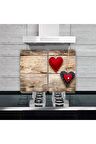 Cam Ocak Koruyucu ve Kesim Tablası Asılı Kalpler (80cm x 52cm) 2 Parça, 5'li Ocaklar