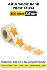 Yıldız Kesim Altın Yaldız Renk Etiket - 3,5cm 500 Adet