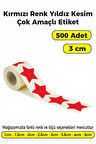 Yıldız Kesim Kırmızı Renk Etiket - 3cm 500 Adet
