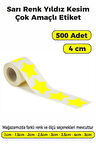 Yıldız Kesim Sarı Renk Etiket - 4cm 500 Adet