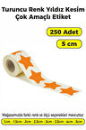 Yıldız Kesim Turuncu Renk Etiket - 5cm 250 Adet