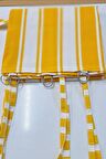 EnxYükseklik Ölçüler ! Halkalı Sarı-Beyaz Lüks Branda Balkon Perdesi