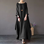 Keten Rahat Baharlık Salaş Panço Kadın Elbise