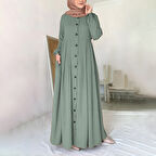 Günlük Yazlık Tam Boy Tesettür Kadın Keten Elbise