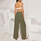 Beli Bağcıklı Keten Günlük Pantolon