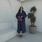 Kışlık Astarlı Sırtı Detaylı Kadın Kaşmir Kaban