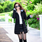 Kapüşonlu Eldiven Detaylı Kadın Kışlık Şişme Mont