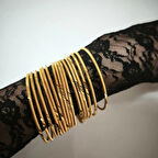 Gümüş Ajda Desenli Gold bilezik