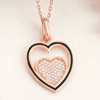 925 Ayar Gümüş Rose Kalp Kadın Kolye