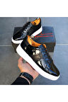 HAKİKİ DERİ RUGAN SİYAH GÜNLÜK ERKEK AYAKKABI SNEAKER  SDGÇ1858