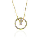 925 Ayar Gümüş Gold İç İçe Geçmiş Halka Kadın Kolye