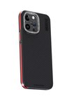 Joko Apple iPhone 15 Pro Kılıf Aramid 600D Kevlar Karbon Fiber Magsafe Kapak - Kırmızı