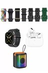 Karler Bass K28 Kombo 7 Adet Kordon Akıllı Saat Airpods Kulaklık Kablosuz Hoparlör Set - Siyah