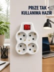 Anahtarlı 4’lü Priz Adaptörü Direkt Prize Takılan Kompakt Priz Çoklayıcı