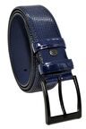 4 cm. Klasik Suni Deri  Desenli Erkek Kemer Rugan Lacivert