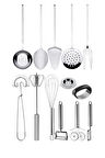 13 Adet Mutfak Hazırlık Için; Çırpıcı, Kaşık, Kepçe, Spatula Çatal, Soyacak, Pişirme, Sunum Seti