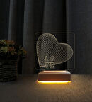 3D Led Gece Lambası Love Kalp Tasarım Led Masa Lambası Sevgililer Günü Hediyesi
