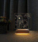 3D Led Gece Lambası Unicorn Tasarım Lamba Doğum Günü Hediyesi