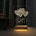 3D Led Gece Lambası 4 Kalpli Seni Seviyorum Yazılı Lambası Sevgiliye Hediye