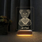 3D Led Gece Lambası Doğum Günü Hediyesi İyiki Doğdun Yazılı Ayıcık Gece Lambası