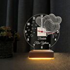 3D Led Gece Lambası 3 Kalpli Saatli TasarımLed Lamba Birlikte Nice Yıllara Yazılı Sevgili Hediyesi